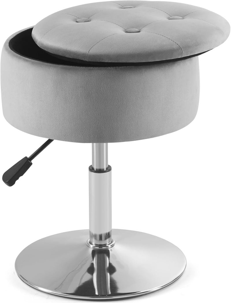 Gitrah Vanity Chair for Makeup Room Vanity Stool for Makeup Room Round Velvet Ottoman Tufted Makeup Chair Vanity Stools for Bathroom Height Adjustable - Image 1